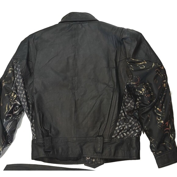 Women’s Genuine Leather Belted Jacket/Motorcycle Classic Black Size M - Picture 15 of 16